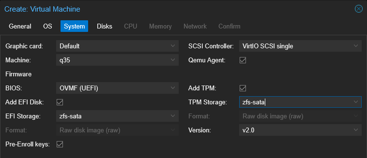 Create VM - System