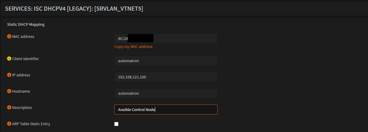 DHCP Reservation