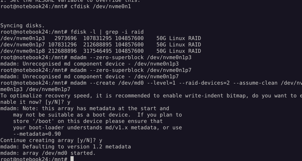 create md raid 1