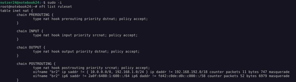 masquerading auf dem Notebook/Router
