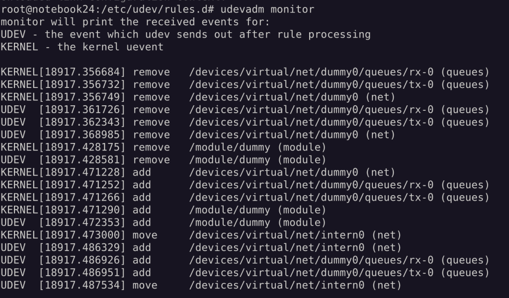 udevadm monitor
