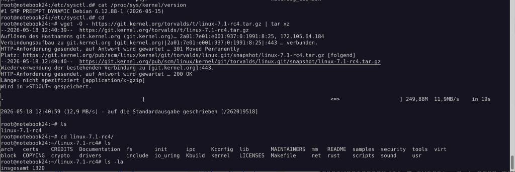 Kernel 7.1 laden und entpacken