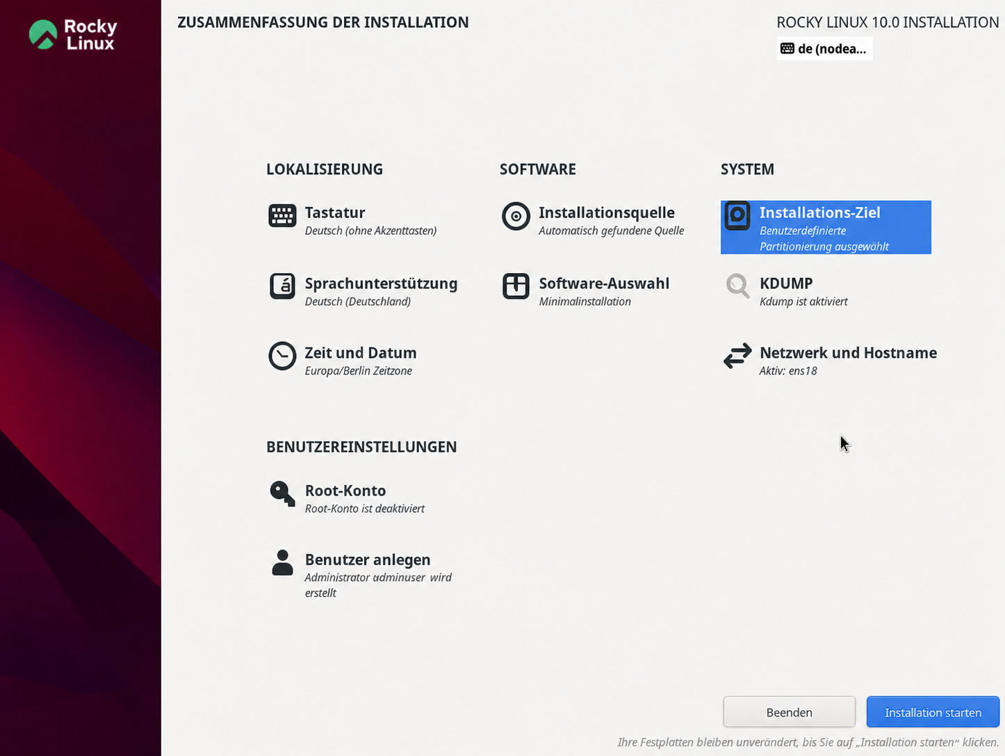 Geprüfte Rocky-Installationszusammenfassung